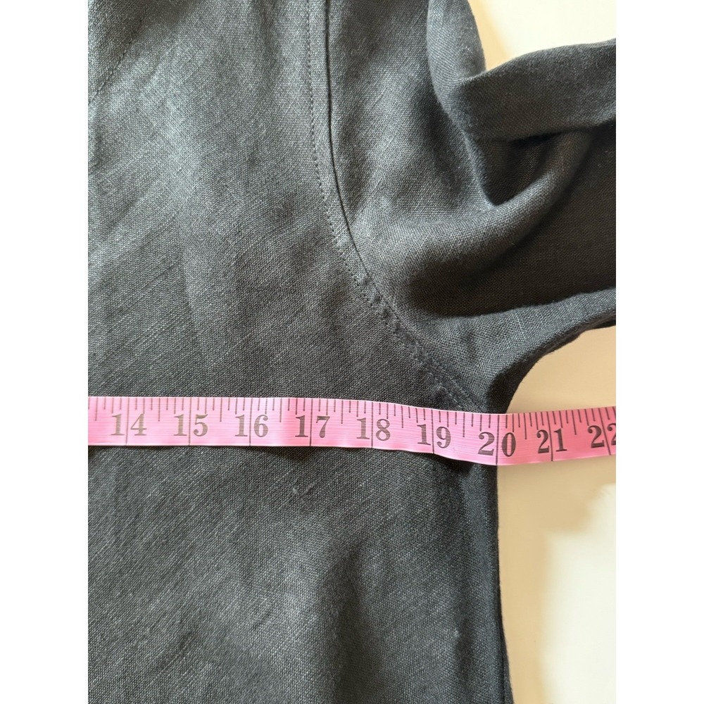 Crown Linen Designs Linen Top Bell Sleeve Black Tunic V Neck Beach Lagenlook M - Picture 10 of 15